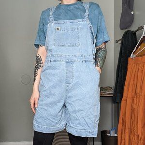 Lucy and Yak light denim short overalls / dungarees